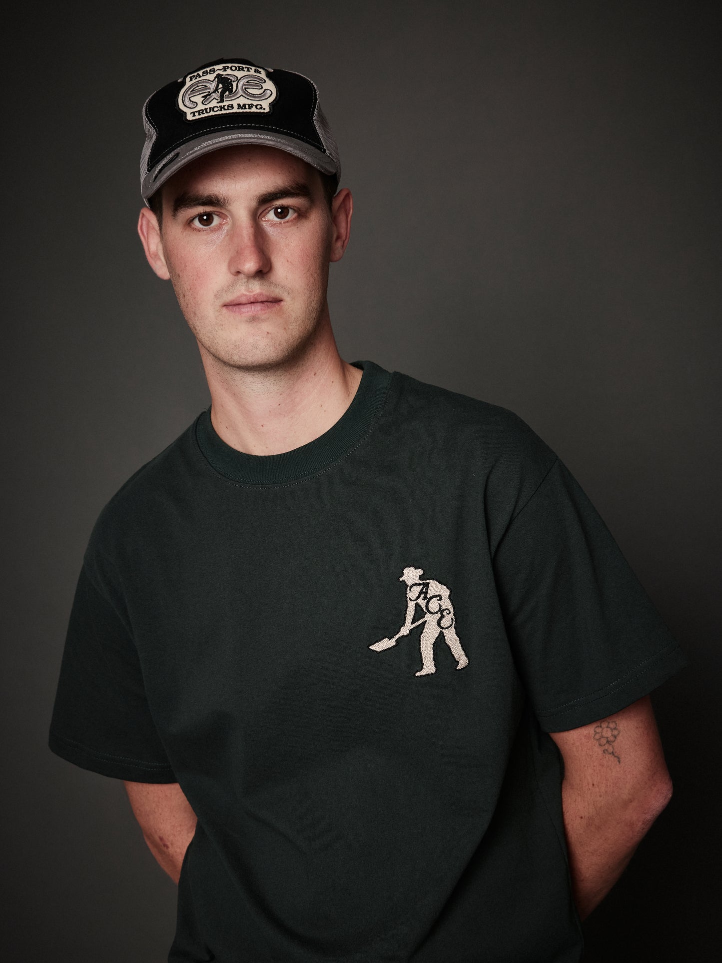 Ace x Passport & Spade SS Tee - Green (Embroidered)