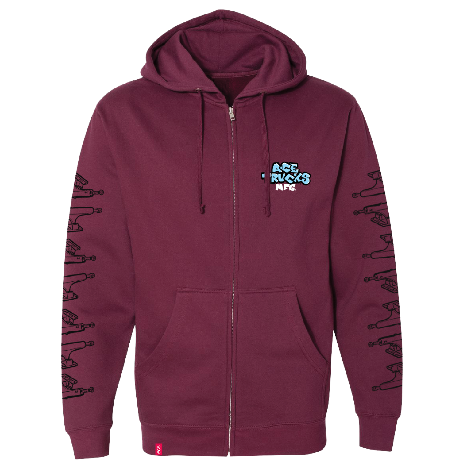 Ace Sketch Zip Fleece - Maroon