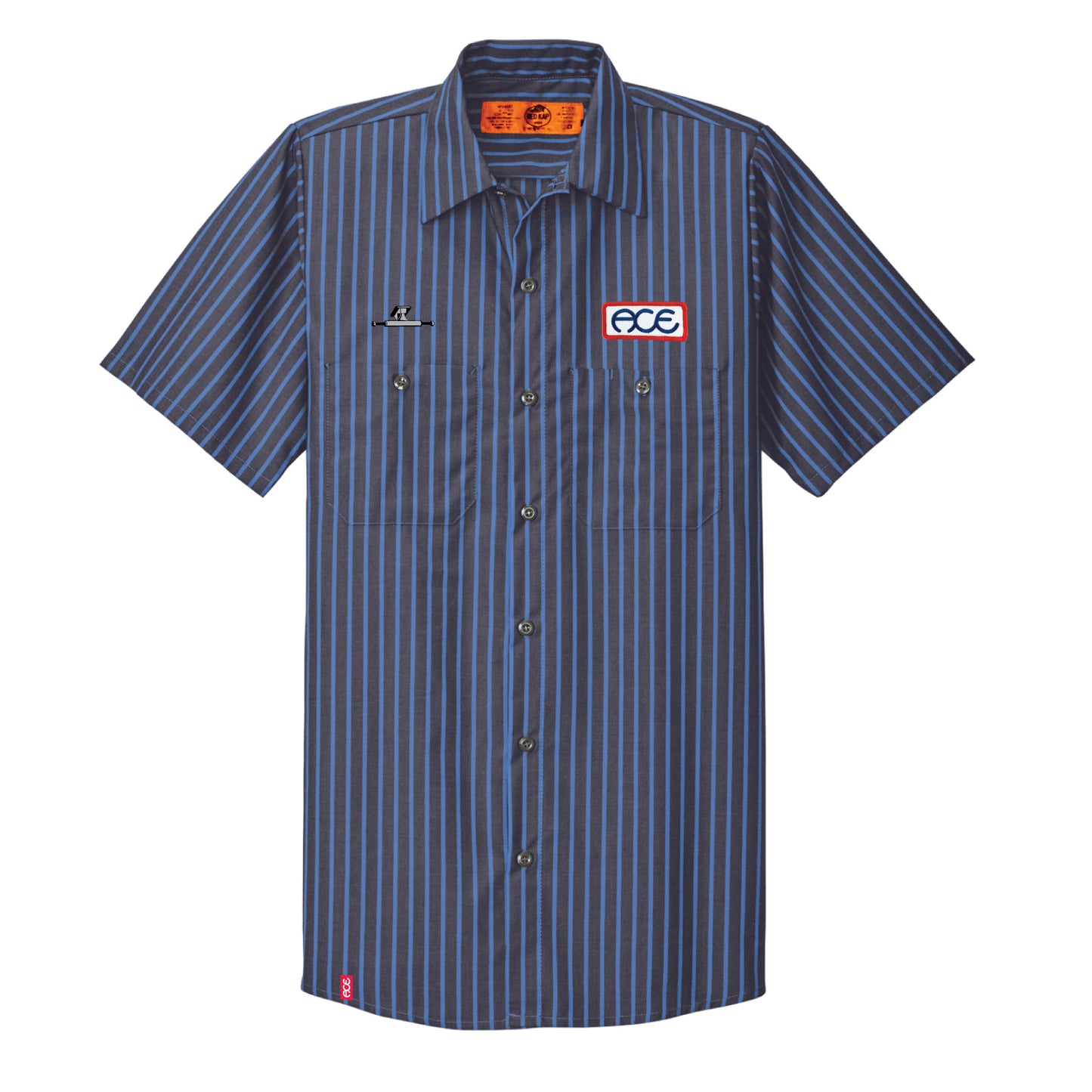 Ace Full Service Work Shirt - Garage - Navy w/ Red Stripe