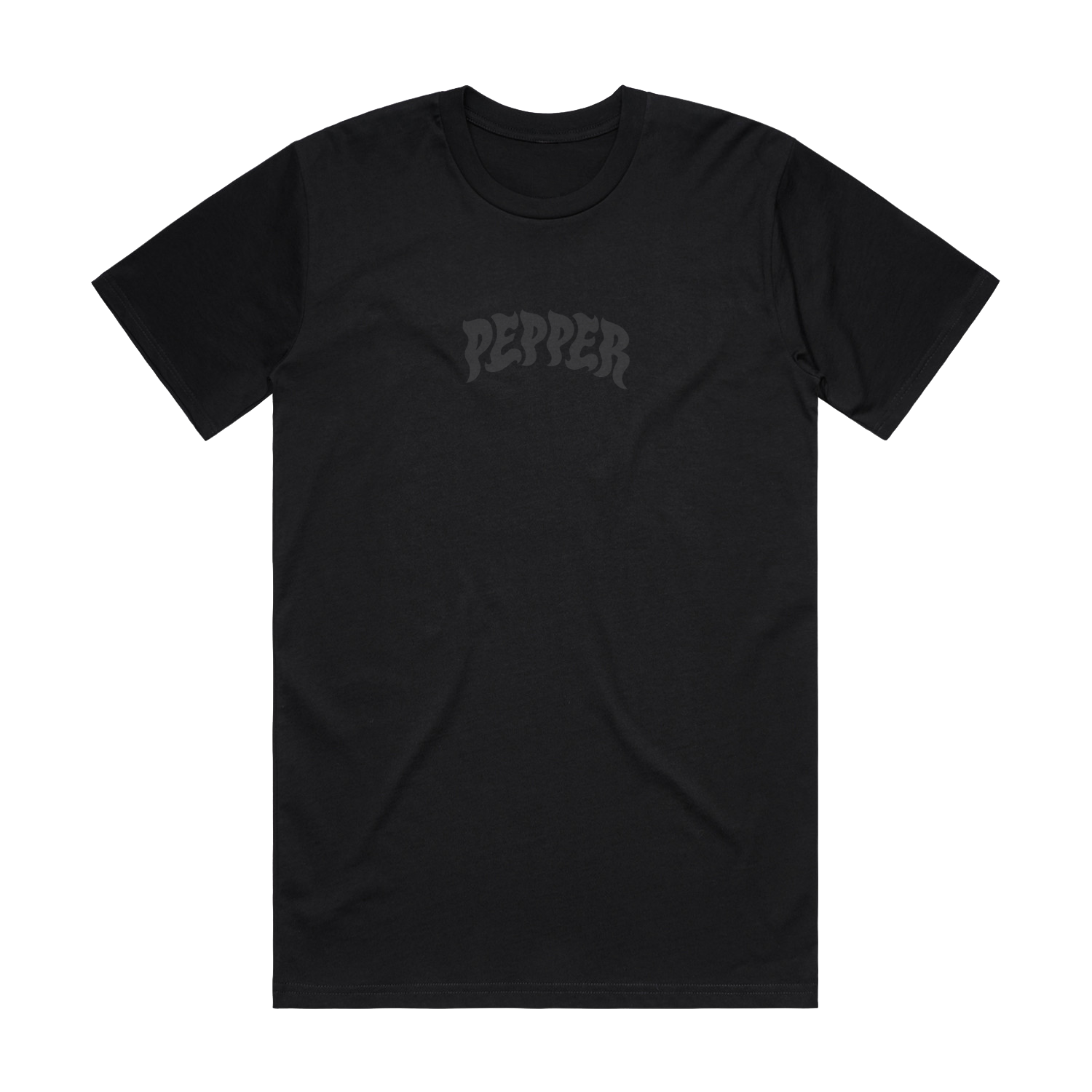 Pepper Logo SS Tee - Black w Black Print